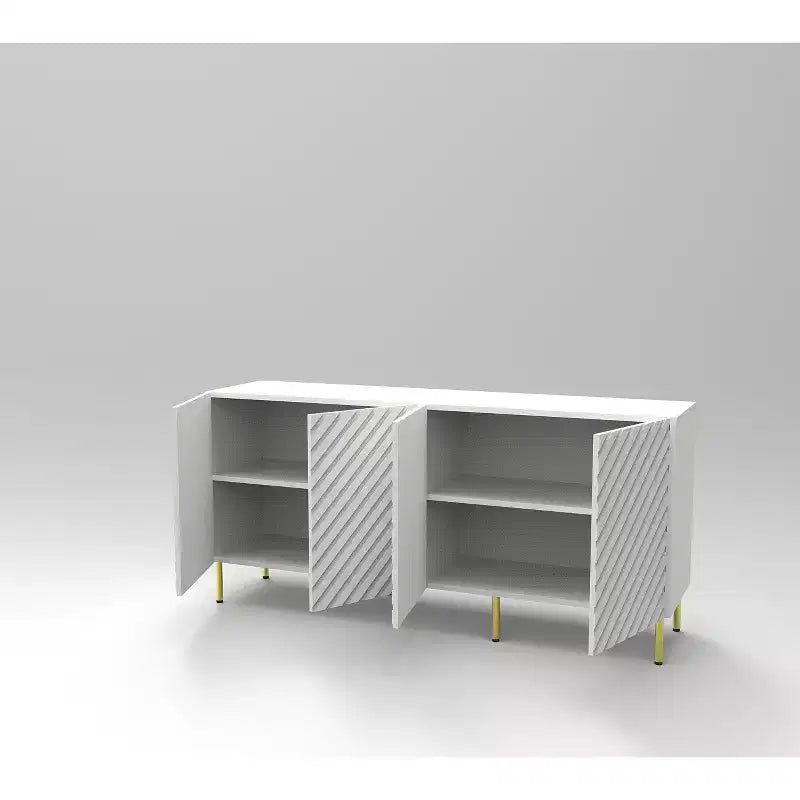 TROPOW 63 Credenza, Buffet, Mobile d'ingresso con 4 ante e ripiani, Contenitore, Resistente per Sala da pranzo, Soggiorno Bianco