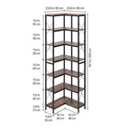 VEVOR Scaffale ad Angolo a 7 Livelli, Libreria ad Angolo Alta 79" con Telaio in Metallo Resistente e Ripiani in Legno, Nera