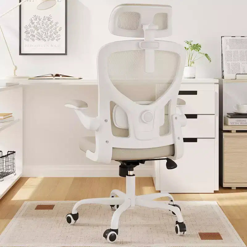 MAYEERTY Sedia ergonomica da ufficio - Con supporto lombare, braccioli ribaltabili e poggiatesta per lavoro e studio (Nero)