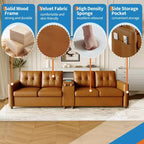 Divano componibile a 115" con console centrale, portabicchieri, cuscini trapuntati e tasca portaoggetti, spazioso divano a 4 posti per appartamento, lounge