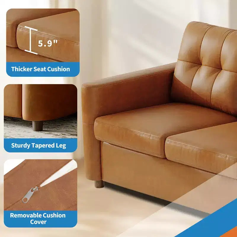 Divano componibile a 115" con console centrale, portabicchieri, cuscini trapuntati e tasca portaoggetti, spazioso divano a 4 posti per appartamento, lounge