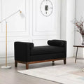 53.5 W Upholstered Bench, Wood Legs & Bolster Pillows, Boucle Fabric, for Bedroom, Living Room, Entryway