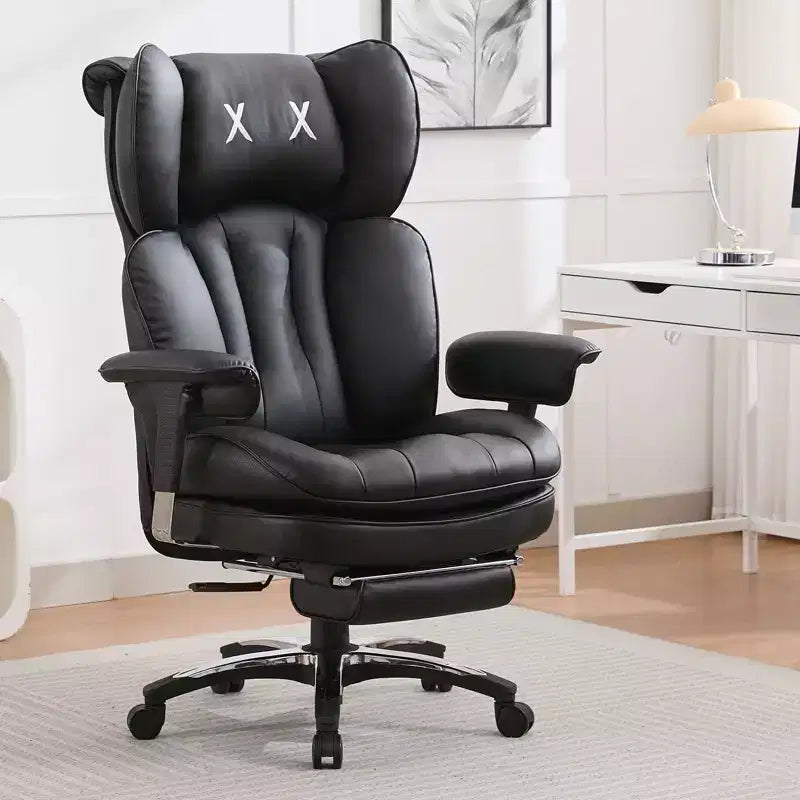 Efomao Ergonomic Big and Tall Office Chair, High Back PU Leather Computer Chair, Wide Seat Executive Desk Chair with Footrest and Lumbar Support