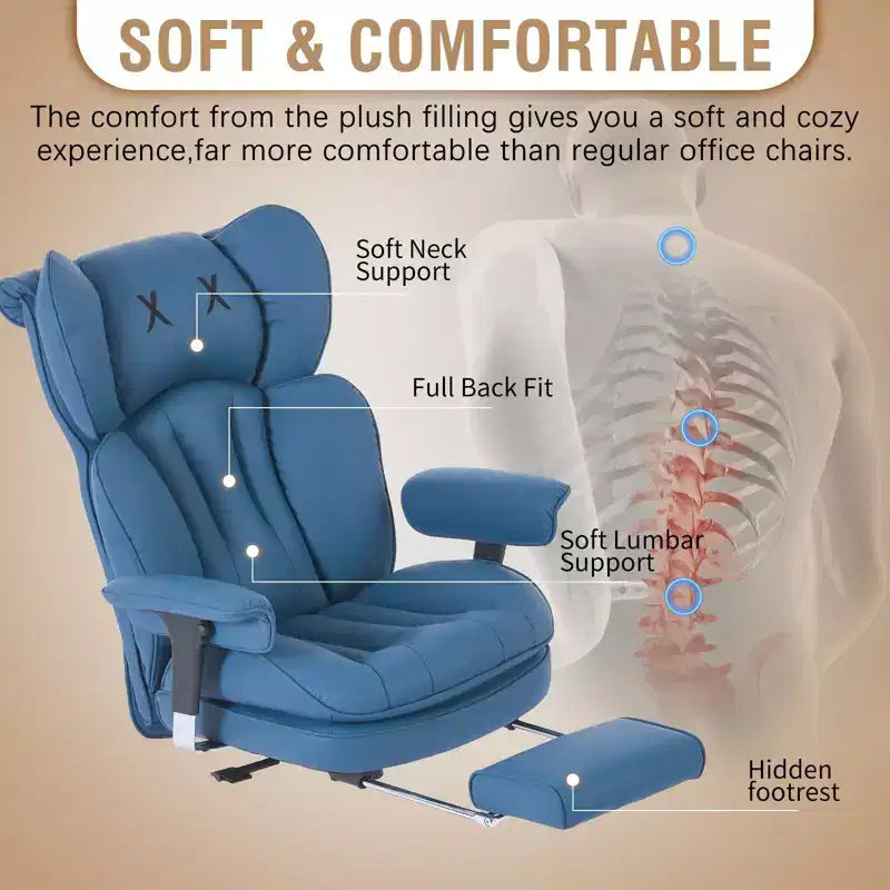 Sedia da ufficio ergonomica Efomao per persone robuste e alte, sedia da computer in pelle PU con schienale alto, sedia da scrivania direzionale con sedile ampio, poggiapiedi e supporto lombare