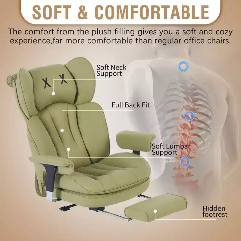 Sedia da ufficio ergonomica Efomao per persone robuste e alte, sedia da computer in pelle PU con schienale alto, sedia da scrivania direzionale con sedile ampio, poggiapiedi e supporto lombare