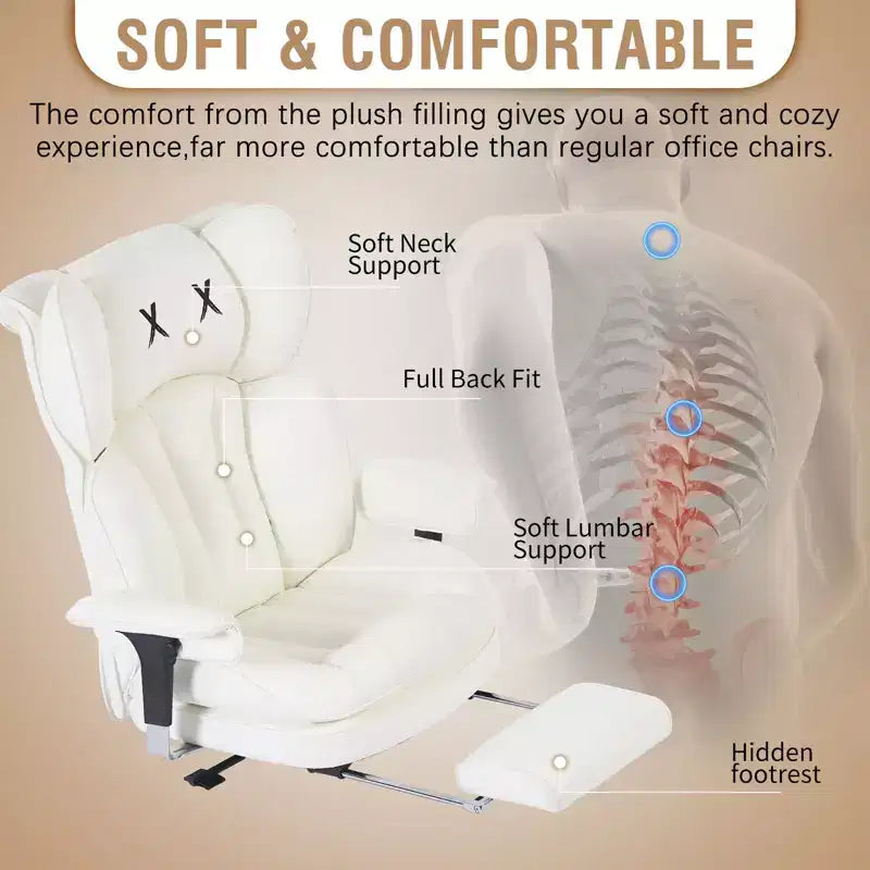 Sedia da ufficio ergonomica Efomao per persone robuste e alte, sedia da computer in pelle PU con schienale alto, sedia da scrivania direzionale con sedile ampio, poggiapiedi e supporto lombare