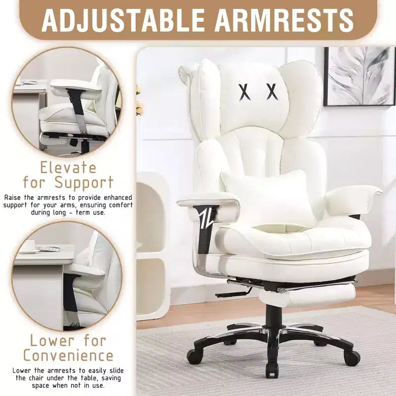 Sedia da ufficio ergonomica Efomao per persone robuste e alte, sedia da computer in pelle PU con schienale alto, sedia da scrivania direzionale con sedile ampio, poggiapiedi e supporto lombare