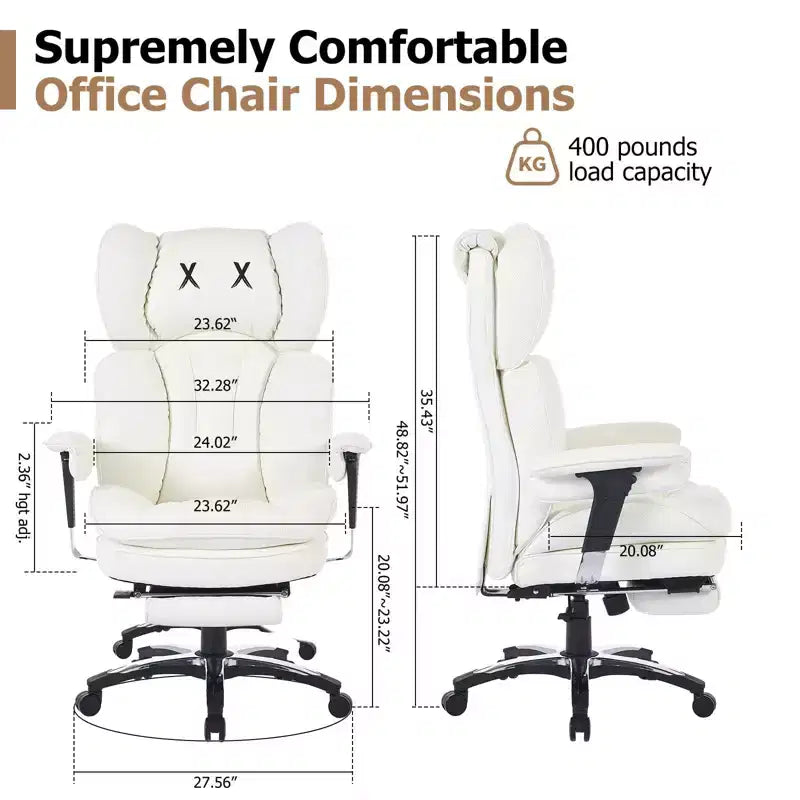 Sedia da ufficio ergonomica Efomao per persone robuste e alte, sedia da computer in pelle PU con schienale alto, sedia da scrivania direzionale con sedile ampio, poggiapiedi e supporto lombare