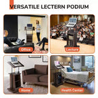 Yescom Leggio in Legno con 4 Rotelle Bloccabili a 360 Gradi, Piano Inclinabile, Altezza Regolabile 33-46 Pollici, Scaffali, Pulpiti per Chiese Marrone, 23L x