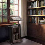 Yescom Leggio in Legno con 4 Rotelle Bloccabili a 360 Gradi, Piano Inclinabile, Altezza Regolabile 33-46 Pollici, Scaffali, Pulpiti per Chiese Marrone, 23L x