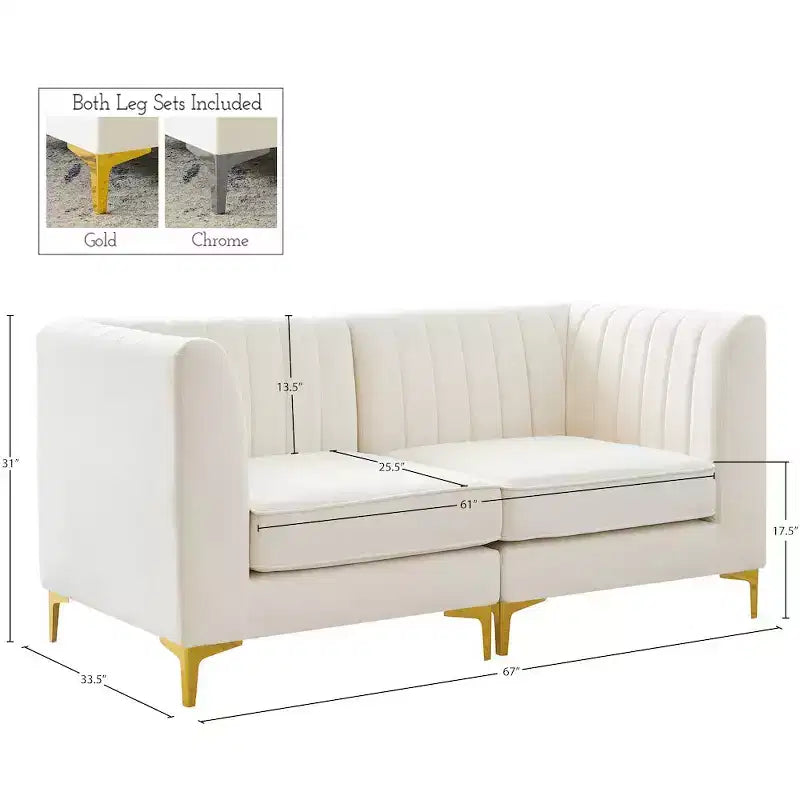 Meridian Furniture, divano componibile Alina in velluto