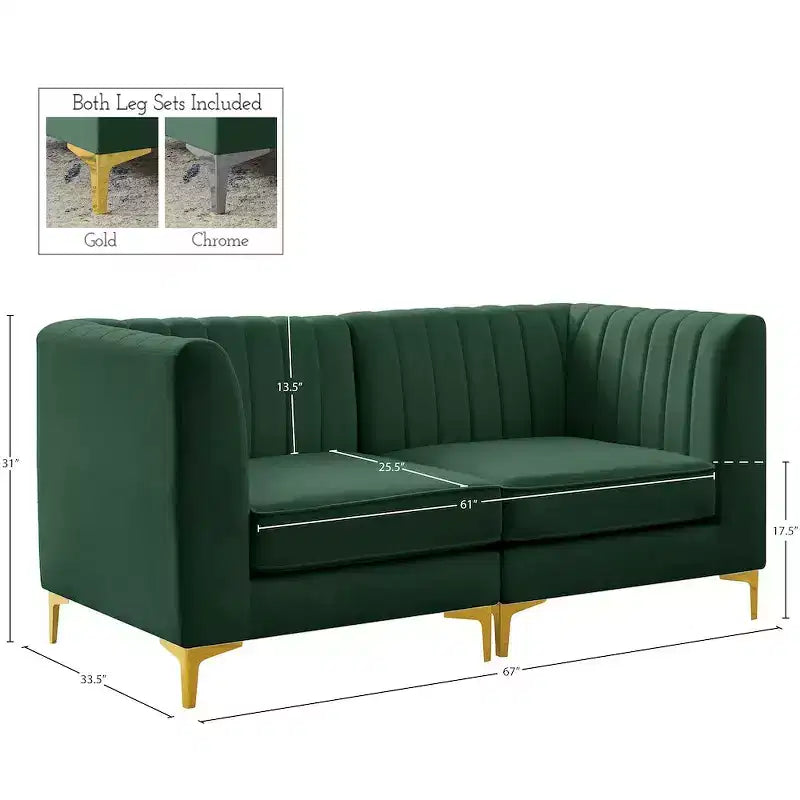Meridian Furniture, divano componibile Alina in velluto