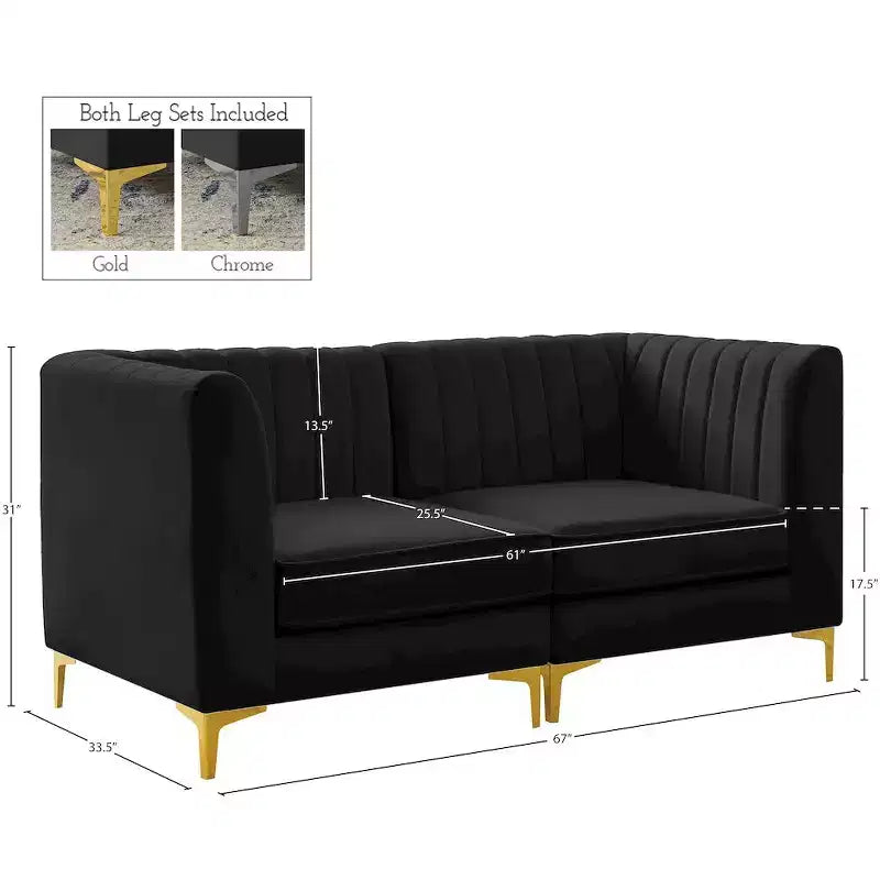 Meridian Furniture, divano componibile Alina in velluto