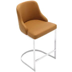 Bekrvio Set di 2 sgabelli da bar, altezza bancone 26 pollici con schienale - Base a U in acciaio rivestita in pelle PU/velluto per isola della cucina