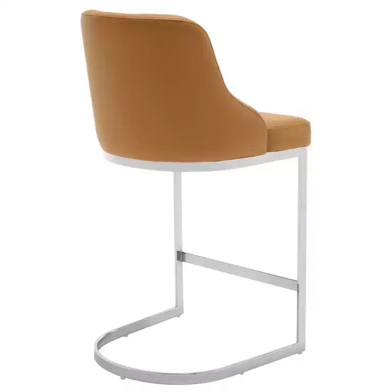 Bekrvio Set di 2 sgabelli da bar, altezza bancone 26 pollici con schienale - Base a U in acciaio rivestita in pelle PU/velluto per isola della cucina