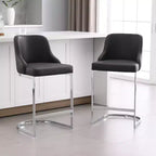 Bekrvio Set di 2 sgabelli da bar, altezza bancone 26 pollici con schienale - Base a U in acciaio rivestita in pelle PU/velluto per isola della cucina