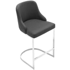 Bekrvio Set di 2 sgabelli da bar, altezza bancone 26 pollici con schienale - Base a U in acciaio rivestita in pelle PU/velluto per isola della cucina