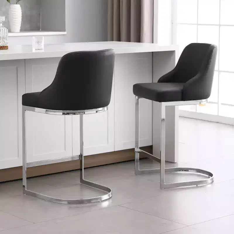 Bekrvio Set di 2 sgabelli da bar, altezza bancone 26 pollici con schienale - Base a U in acciaio rivestita in pelle PU/velluto per isola della cucina