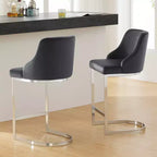 Bekrvio Set di 2 sgabelli da bar, altezza bancone 26 pollici con schienale - Base a U in acciaio rivestita in pelle PU/velluto per isola della cucina