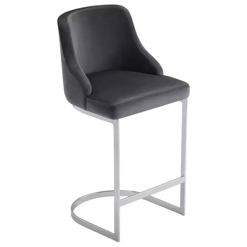 Bekrvio Set di 2 sgabelli da bar, altezza bancone 26 pollici con schienale - Base a U in acciaio rivestita in pelle PU/velluto per isola della cucina