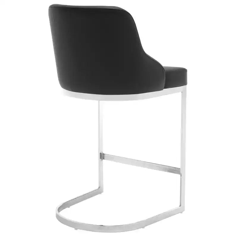 Bekrvio Set di 2 sgabelli da bar, altezza bancone 26 pollici con schienale - Base a U in acciaio rivestita in pelle PU/velluto per isola della cucina