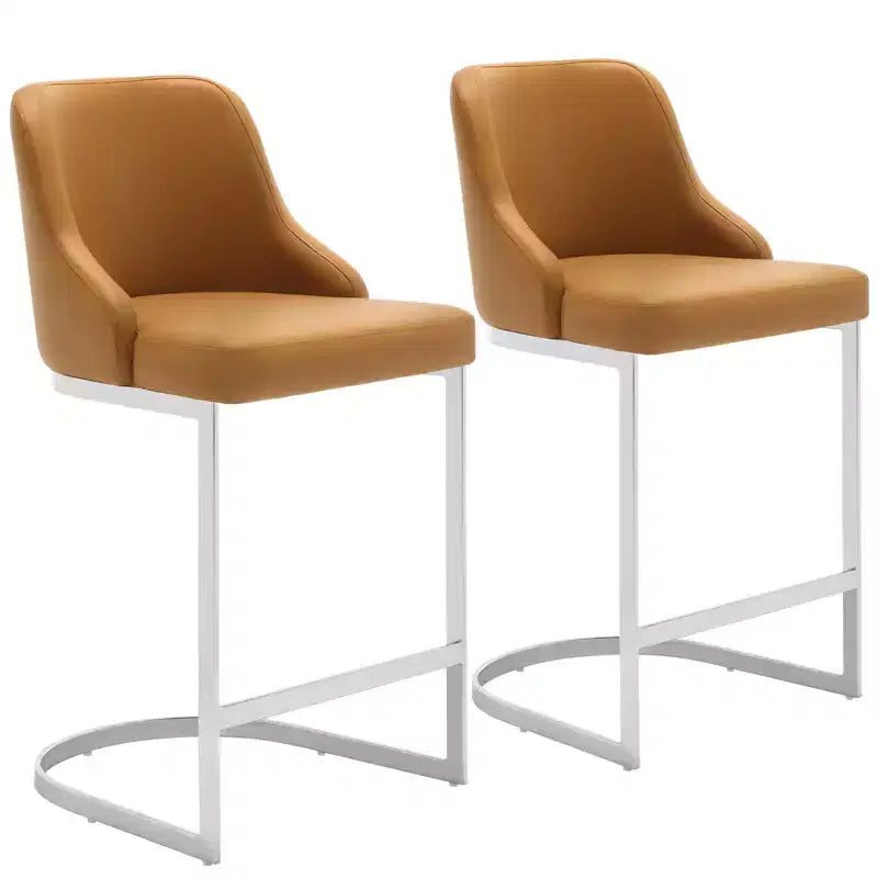 Bekrvio Set di 2 sgabelli da bar, altezza bancone 26 pollici con schienale - Base a U in acciaio rivestita in pelle PU/velluto per isola della cucina