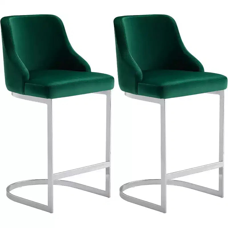 Bekrvio Set di 2 sgabelli da bar, altezza bancone 26 pollici con schienale - Base a U in acciaio rivestita in pelle PU/velluto per isola della cucina