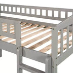 Letto a soppalco matrimoniale con scivolo e scaletta, struttura in legno per bambini e bambine