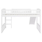 Letto a soppalco matrimoniale con scivolo e scaletta, struttura in legno per bambini e bambine