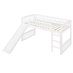 Letto a soppalco matrimoniale con scivolo e scaletta, struttura in legno per bambini e bambine