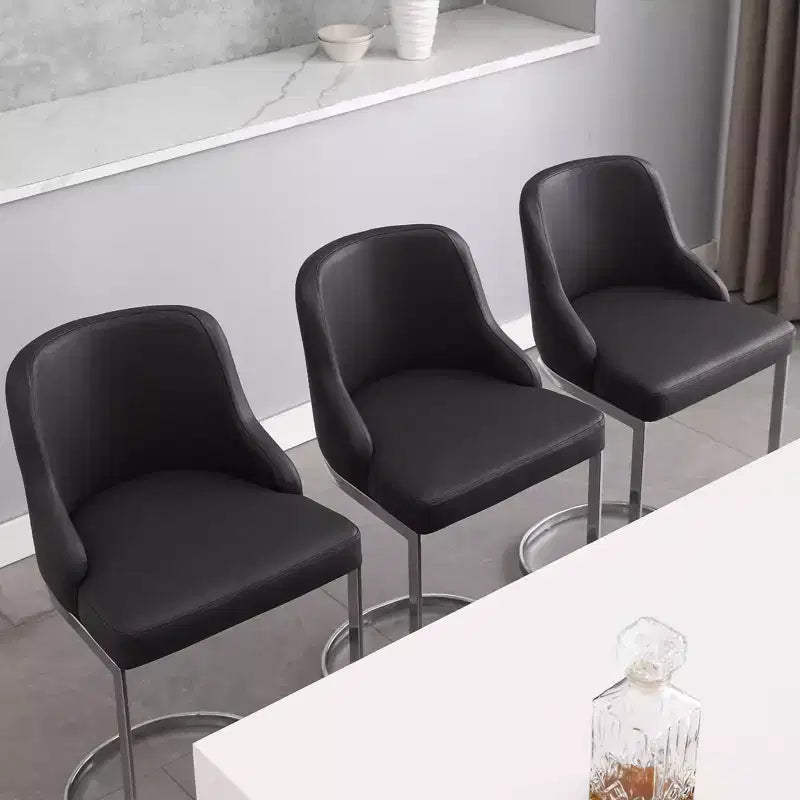 Bekrvio Set di 3 Sgabelli da Bar, Altezza 66 cm per Bancone con Schienale - Rivestimento in Pelle PU/Velluto, Base a U in Acciaio per Isola da Cucina