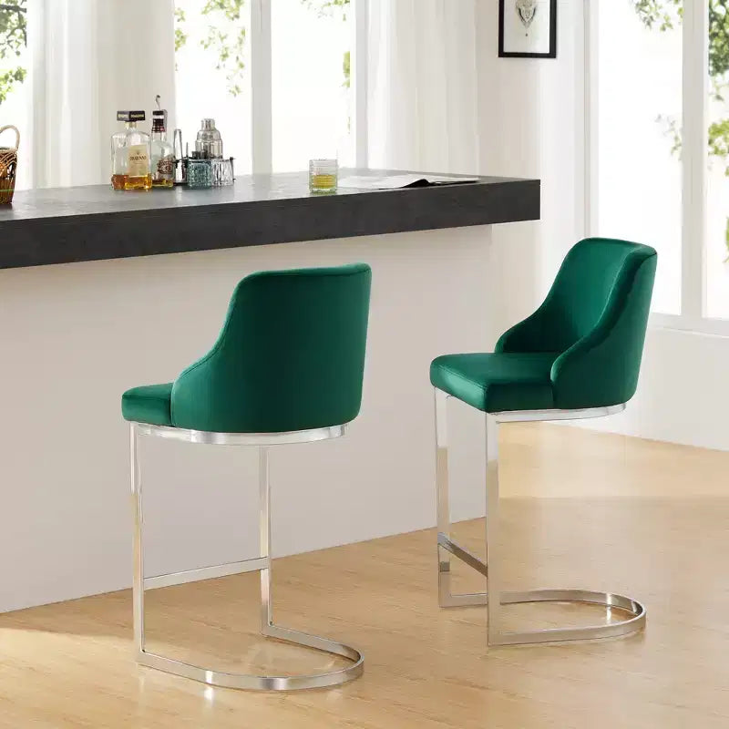 Bekrvio Set di 3 Sgabelli da Bar, Altezza 66 cm per Bancone con Schienale - Rivestimento in Pelle PU/Velluto, Base a U in Acciaio per Isola da Cucina