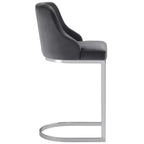 Bekrvio Set di 3 Sgabelli da Bar, Altezza 66 cm per Bancone con Schienale - Rivestimento in Pelle PU/Velluto, Base a U in Acciaio per Isola da Cucina