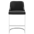 Bekrvio Set di 3 Sgabelli da Bar, Altezza 66 cm per Bancone con Schienale - Rivestimento in Pelle PU/Velluto, Base a U in Acciaio per Isola da Cucina