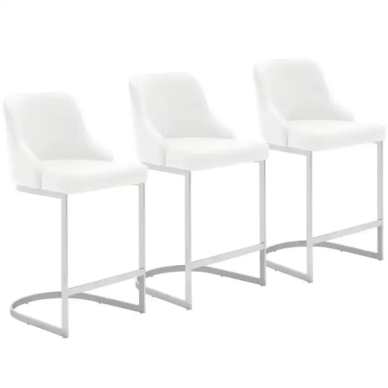 Bekrvio Set di 3 Sgabelli da Bar, Altezza 66 cm per Bancone con Schienale - Rivestimento in Pelle PU/Velluto, Base a U in Acciaio per Isola da Cucina