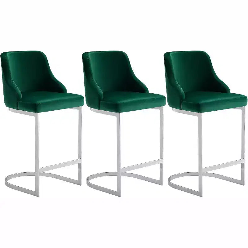 Bekrvio Set di 3 Sgabelli da Bar, Altezza 66 cm per Bancone con Schienale - Rivestimento in Pelle PU/Velluto, Base a U in Acciaio per Isola da Cucina