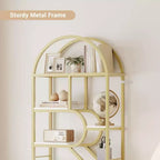 Coolmee Scaffale a 6 Livelli Aperto ad Arco, Libreria Geometria in Metallo Alta 81,7 pollici, Grande Scaffale Portaoggetti per Camera da Letto, Soggiorno, Ufficio