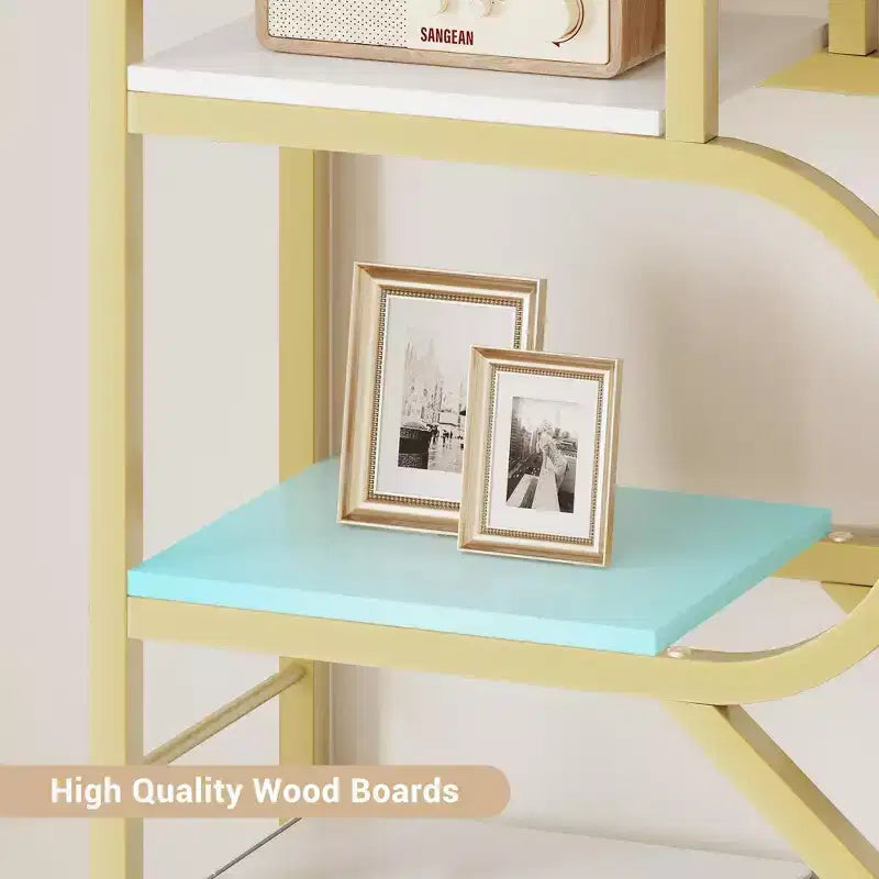Coolmee Scaffale a 6 Livelli Aperto ad Arco, Libreria Geometria in Metallo Alta 81,7 pollici, Grande Scaffale Portaoggetti per Camera da Letto, Soggiorno, Ufficio