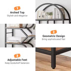 Coolmee Scaffale a 6 Livelli Aperto ad Arco, Libreria Geometria in Metallo Alta 81,7 pollici, Grande Scaffale Portaoggetti per Camera da Letto, Soggiorno, Ufficio