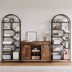Coolmee Scaffale a 6 Livelli Aperto ad Arco, Libreria Geometria in Metallo Alta 81,7 pollici, Grande Scaffale Portaoggetti per Camera da Letto, Soggiorno, Ufficio