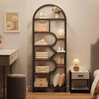 Coolmee Scaffale a 6 Livelli Aperto ad Arco, Libreria Geometria in Metallo Alta 81,7 pollici, Grande Scaffale Portaoggetti per Camera da Letto, Soggiorno, Ufficio
