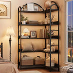 Libreria angolare ad arco Coolmee, libreria angolare industriale a forma di L con struttura in metallo, espositore angolare per soggiorno e camera da letto