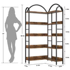 Libreria angolare ad arco Coolmee, libreria angolare industriale a forma di L con struttura in metallo, espositore angolare per soggiorno e camera da letto
