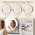 Toeletta Trucco con Specchio Girevole Regolabile, Grande Tavolo da Trucco 29W con 2 Cassetti e Sgabello, Moderna Toeletta da Trucco per Camera da Letto