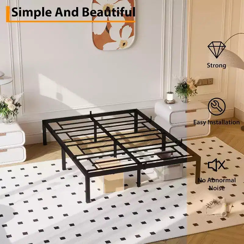 Telaio letto a piattaforma 6/12 TWIN/Full in metallo, supporto a doghe in acciaio resistente, senza rumore, spazio di archiviazione