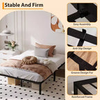 Telaio letto a piattaforma 6/12 TWIN/Full in metallo, supporto a doghe in acciaio resistente, senza rumore, spazio di archiviazione