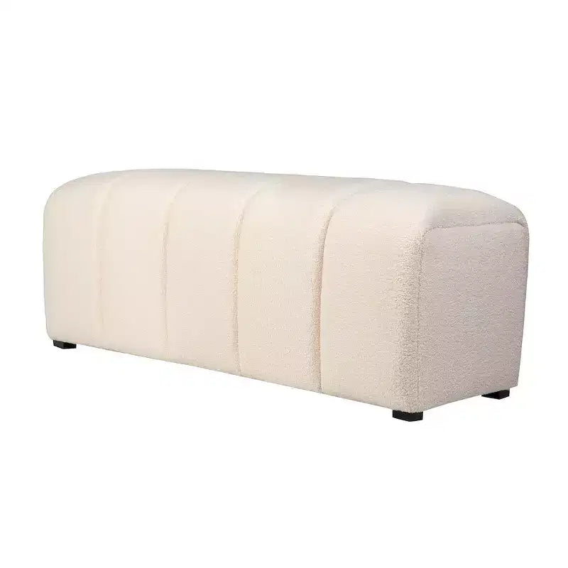 Panca imbottita in Boucle avorio contemporaneo moderno Jofran Tess