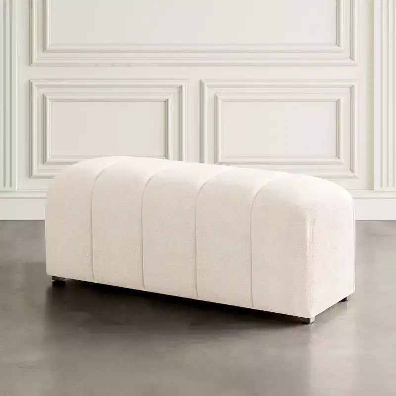 Panca imbottita in Boucle avorio contemporaneo moderno Jofran Tess