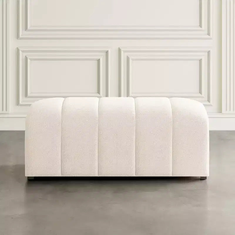 Panca imbottita in Boucle avorio contemporaneo moderno Jofran Tess