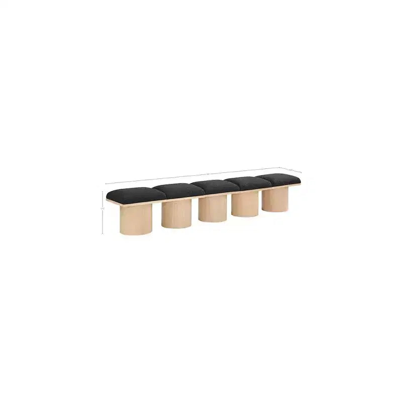Meridian Furniture, Panca Pavilion in tessuto bouclé nero